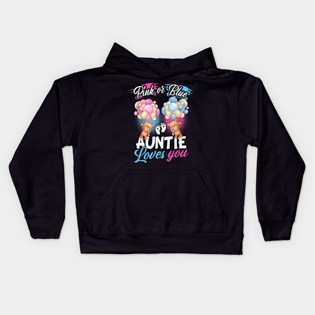 Bears Pink Or Blue Auntie Loves You Gender Reveal Kids Hoodie by Eduardo